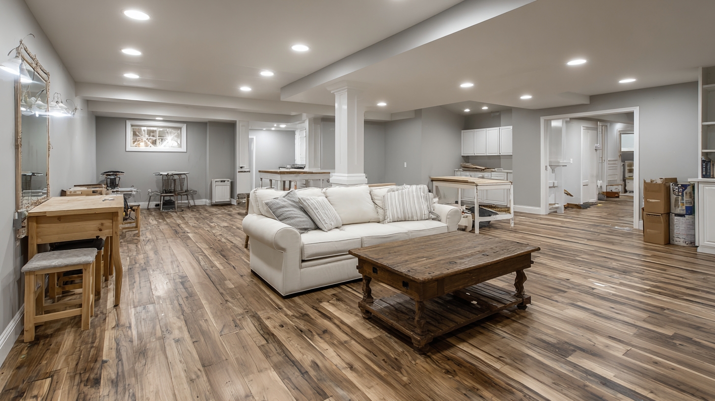 A private house spacious basement after remodeling
