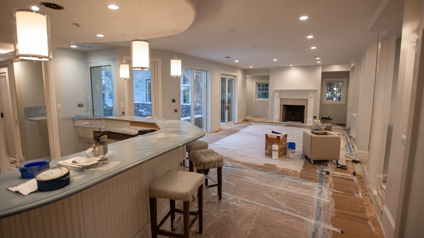 A private house spacious basement remodeling in progress