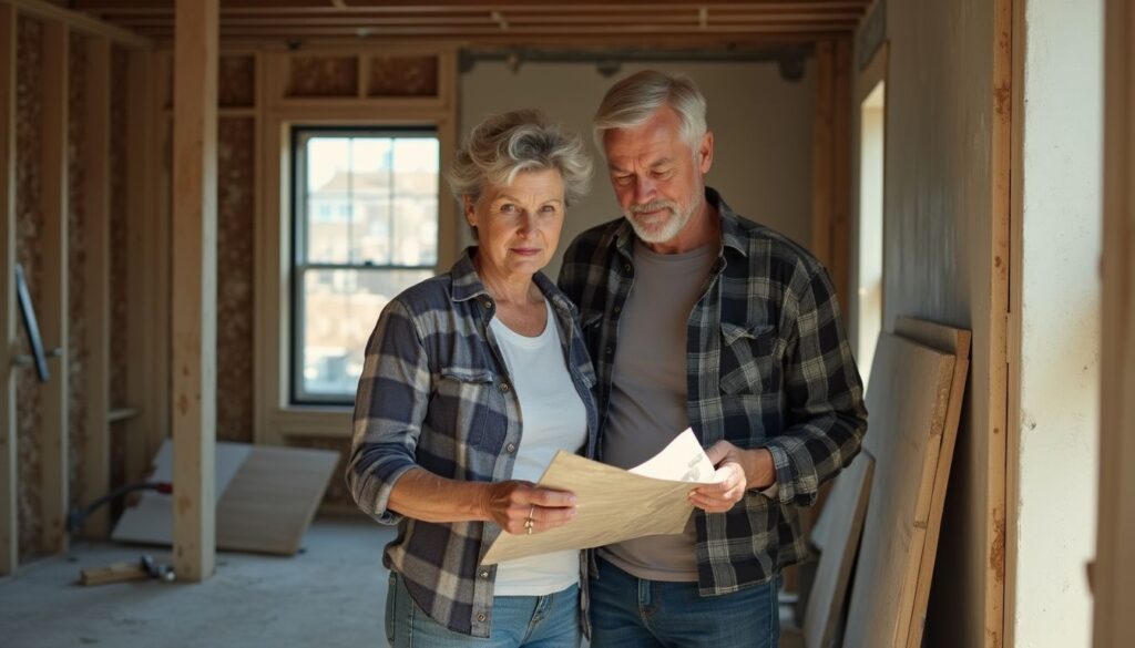 A couple in the house during its renovation
