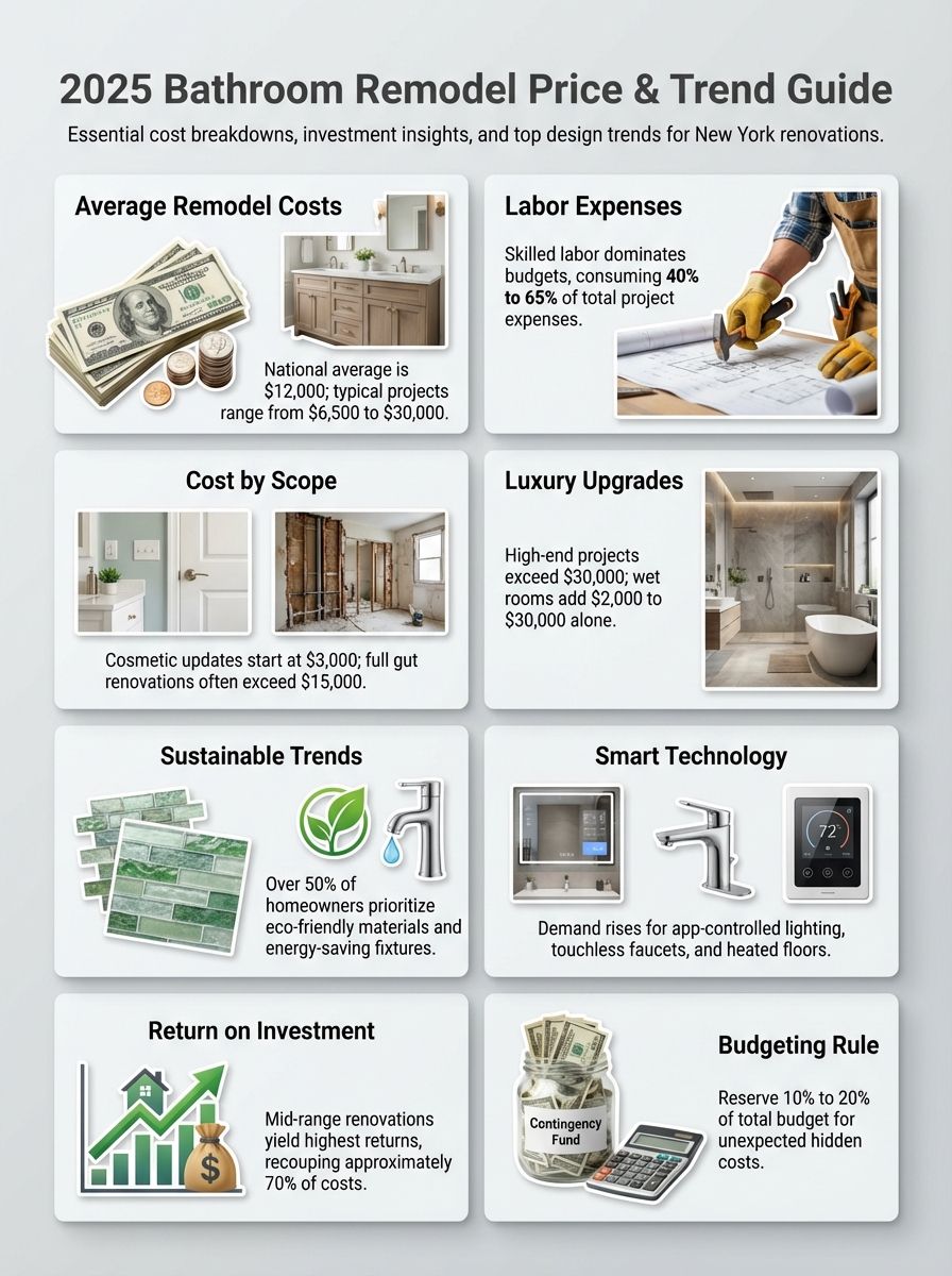 2025 Bathroom Remodel Price Guide: Cost Breakdown And Trends infographics