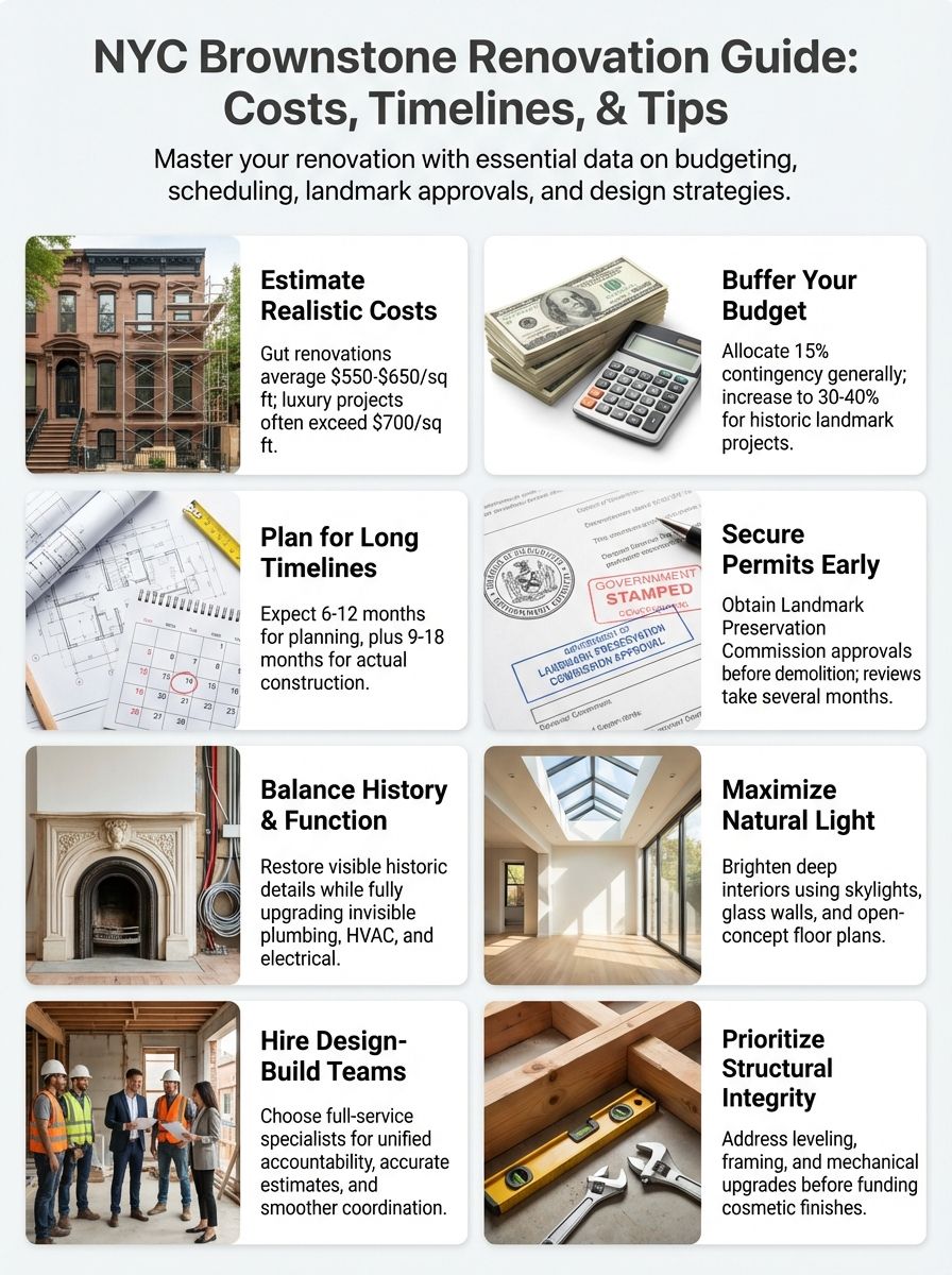 Brownstone Renovation NYC: Real Costs, Timelines, And Design Ideas - detailed infographics