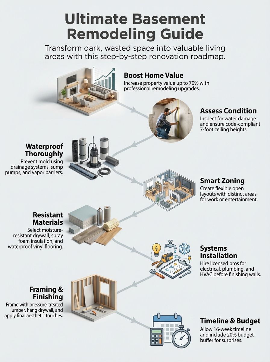 Ultimate Basement Remodeling Guide: Tips, Designs, And Timeline Infographics