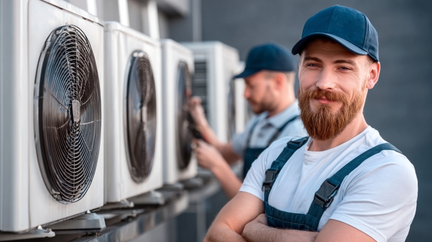 HVAC contractor workers at work