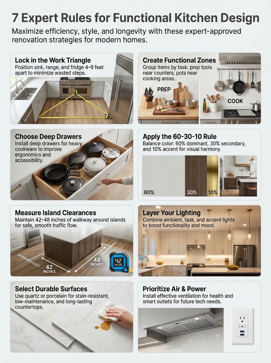 7 Kitchen Design Rules Experts Always Follow For Functional Spaces 7 Kitchen Design Rules Experts Always Follow For Functional Spaces - infographics