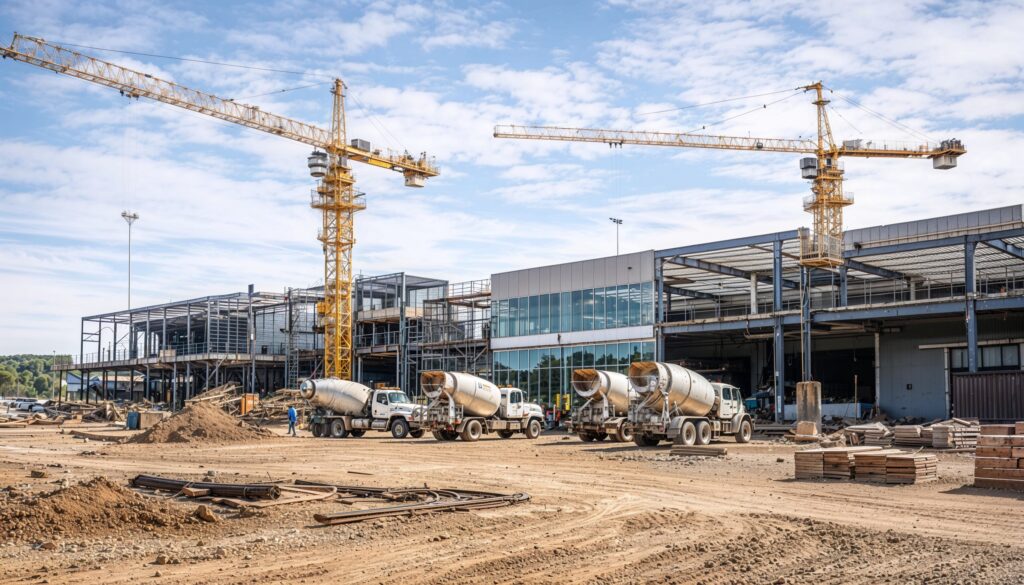 A commercial construction site, work in progress