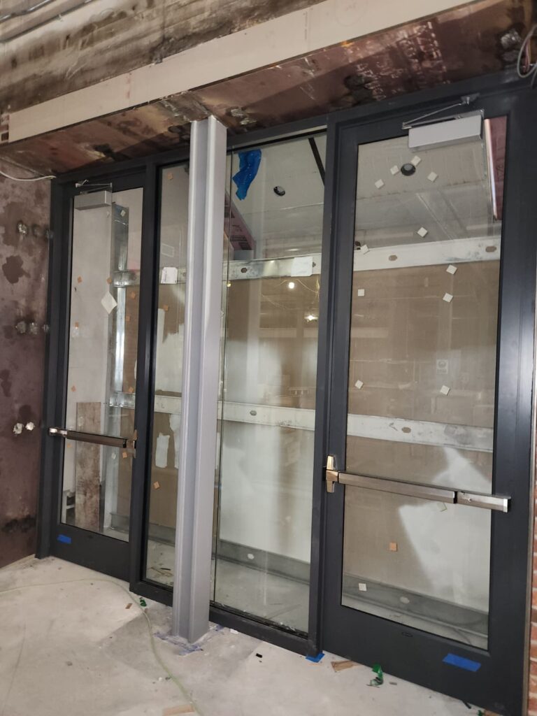 Installed custom double aluminum door system at the College of Staten Island