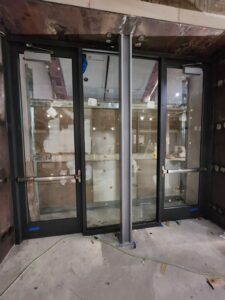 Installed custom double aluminum door system at the College of Staten Island