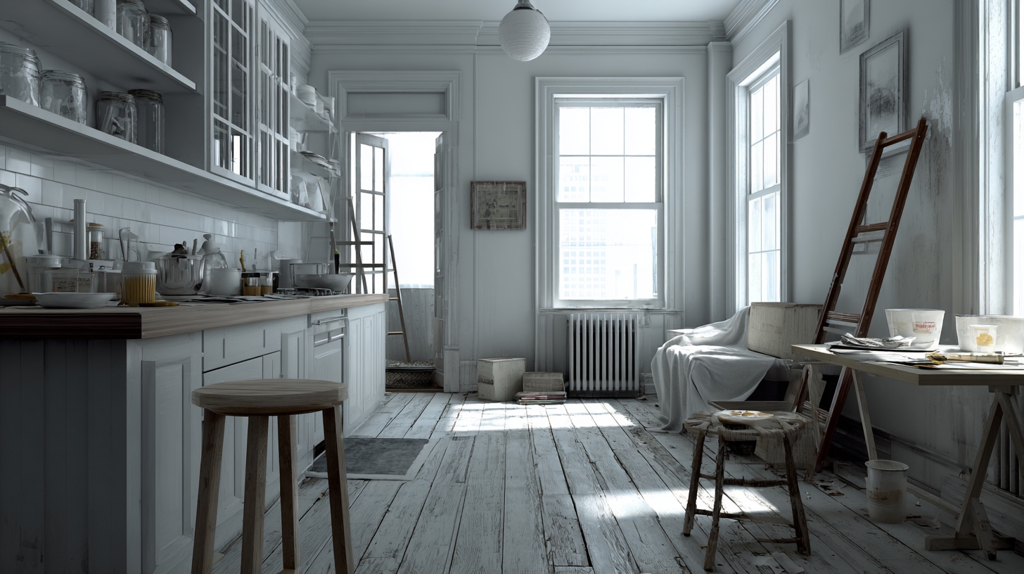 home renovation planning and remodeling scene